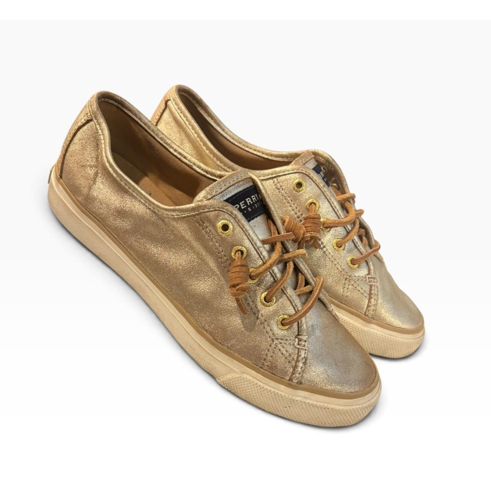 Sperry Seacoast Top Sider Metallic Gold Leather Boat Shoes Women's 8 M STS91566
